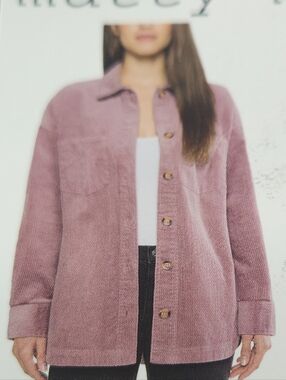Women's Purple Corduroy Shirt Jacket - Matty M - XL